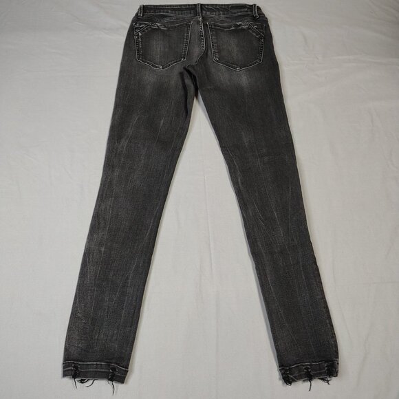 Buckle Black Jeans Womens Size 28x32 Fit No 53 Dark Wash Skinny Faded Distressed - Picture 9 of 16